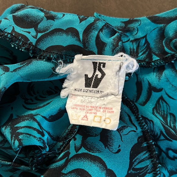 Vintage teal dress with a bold rose print size 6 - Picture 11 of 12